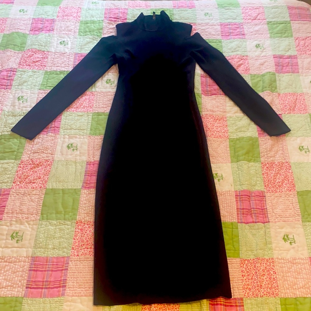 EUC stretch Laundry cold-shoulder knit dress